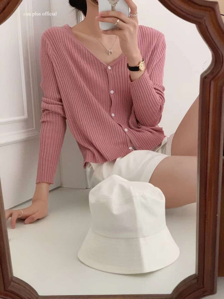Simple Ribbed button down cardigan