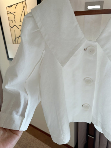 Wide Collared Linen Jacket