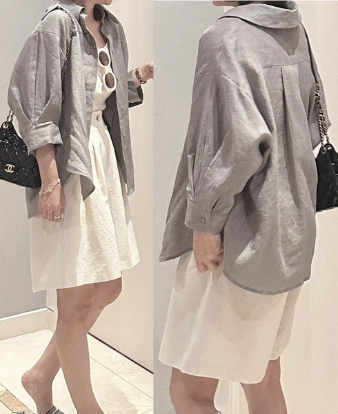 Linen Oversized Short Shirt