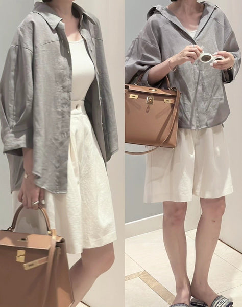 Linen Oversized Short Shirt