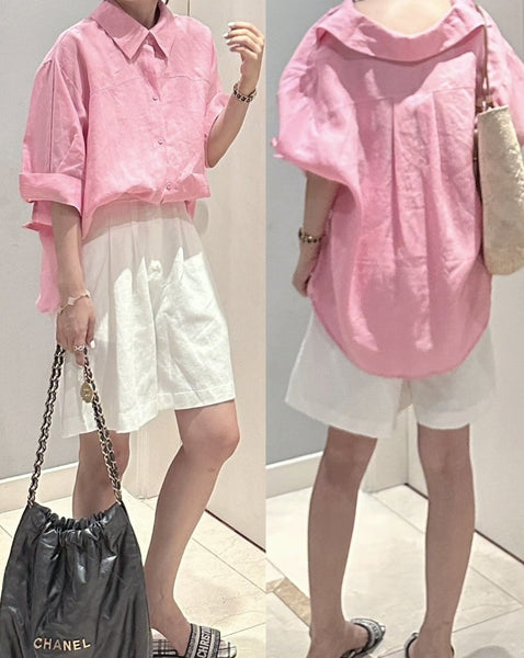 Linen Oversized Short Shirt