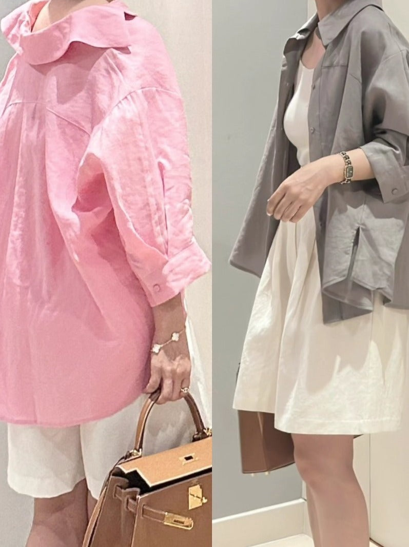 Linen Oversized Short Shirt