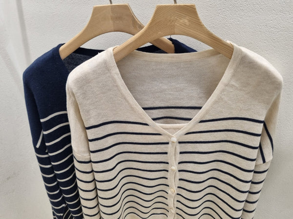 Stripe Knit tank top and cardigan set