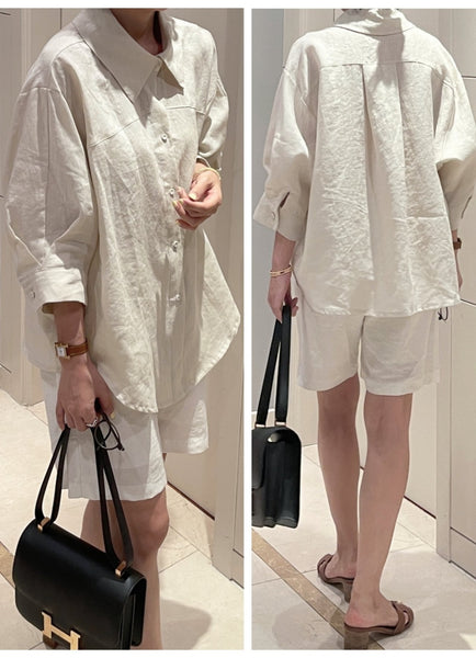 Linen Oversized Short Shirt