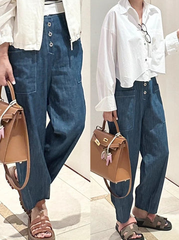 Tencel Baggy Button Jean