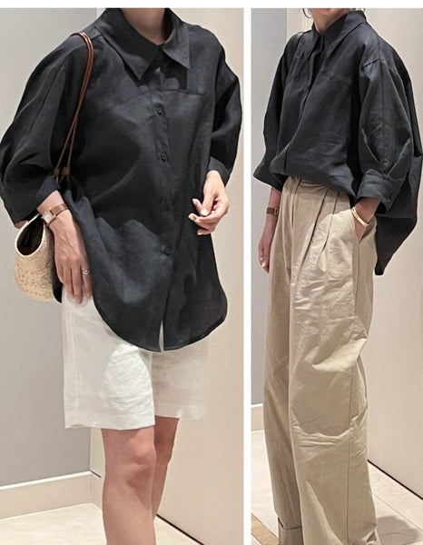 Linen Oversized Short Shirt