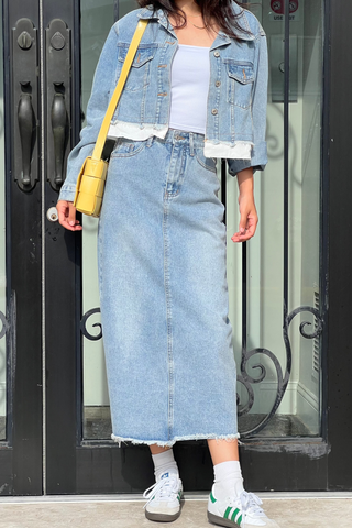 Denim Cropped Jacket and Long Skirt (Separate Available)