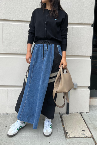 Side Point Denim Long Skirt