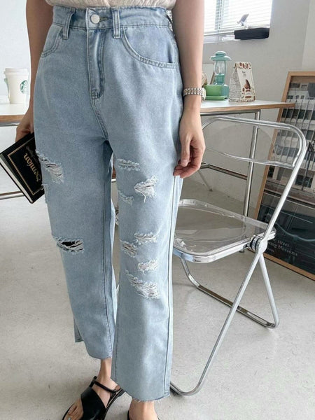 Summer Distressed Cropped length Jean