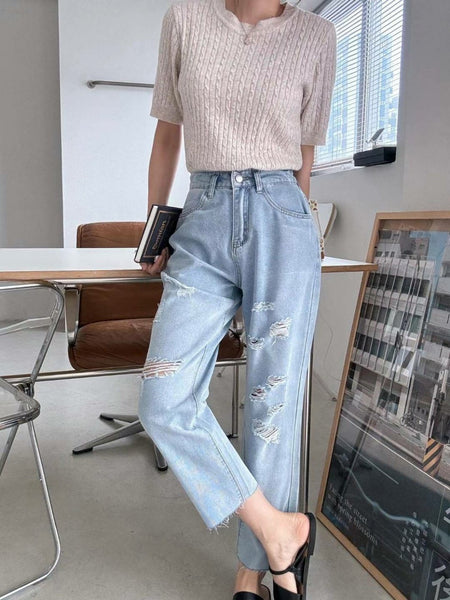 Summer Distressed Cropped length Jean