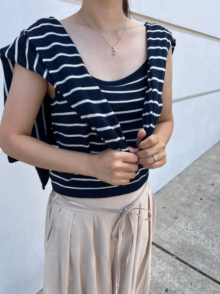 Stripe Knit tank top and cardigan set