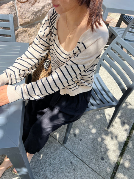 Stripe Knit tank top and cardigan set