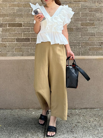 Wide Cropped Linen Pants