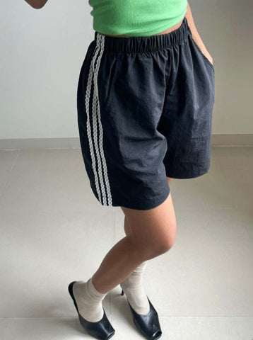 Lace Stripe Track Shorts