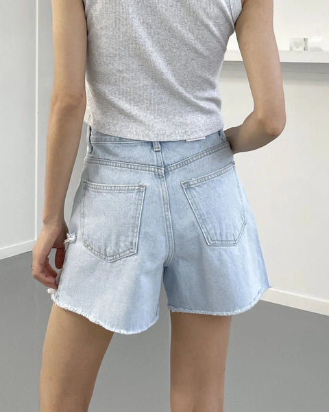 Distressed Denim Shorts