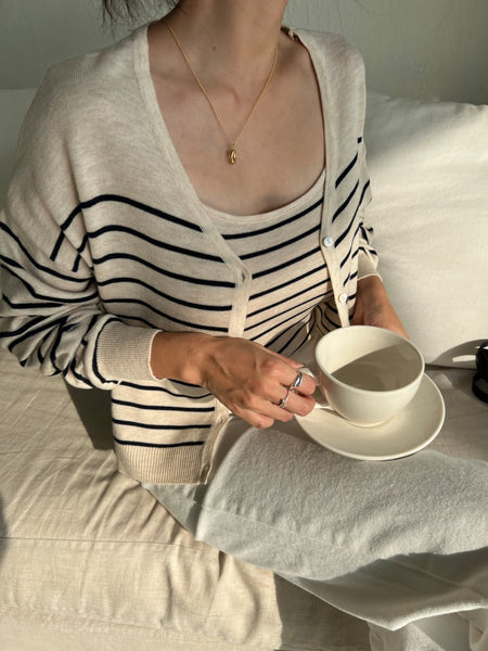 Stripe Knit tank top and cardigan set