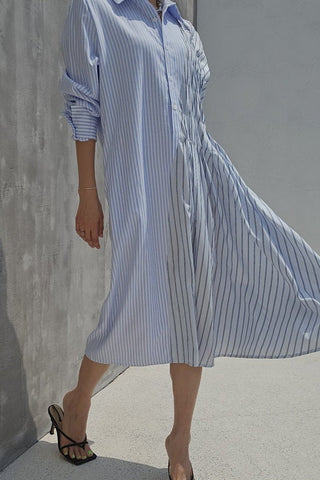 Unbalanced stripe shirt dress